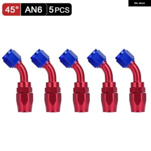 5個 AN4 AN6 AN8 AN10 ストレート 45 90 180度 オイル燃料 スイベルホース エンドフィッティング オイル ホースエンド アダプター キット 供給 - AN6 45 Degree Red