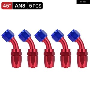 5個 AN4 AN6 AN8 AN10 ストレート 45 90 180度 オイル燃料 スイベルホース エンドフィッティング オイル ホースエンド アダプター キット 供給 - AN8 45 Degree Red
