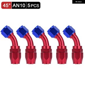 5個 AN4 AN6 AN8 AN10 ストレート 45 90 180度 オイル燃料 スイベルホース エンドフィッティング オイル ホースエンド アダプター キット 供給 - AN10 45 Degree Red