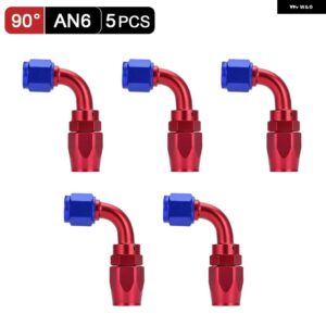 5個 AN4 AN6 AN8 AN10 ストレート 45 90 180度 オイル燃料 スイベルホース エンドフィッティング オイル ホースエンド アダプター キット 供給 - AN6 90 Degree Red