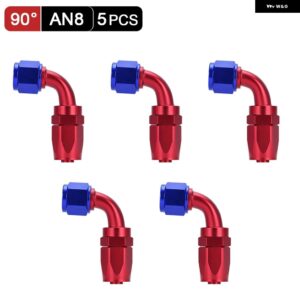 5個 AN4 AN6 AN8 AN10 ストレート 45 90 180度 オイル燃料 スイベルホース エンドフィッティング オイル ホースエンド アダプター キット 供給 - AN8 90 Degree Red