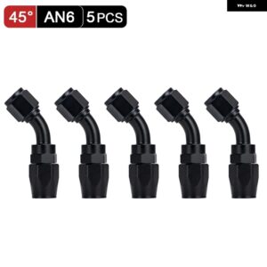 5個 AN4 AN6 AN8 AN10 ストレート 45 90 180度 オイル燃料 スイベルホース エンドフィッティング オイル ホースエンド アダプター キット 供給 - AN6 45 Degree Black
