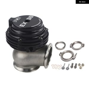 38MM アウターウェイストゲート Vバンドフランジターボウェイストゲートスーパーチャージターボ マニホールド PQY-5831-MB - BLACK WITHOUT LOGO