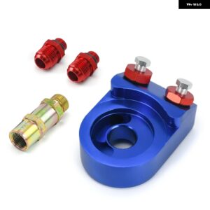 アルミ オイルクーラー キット オイル フィルター サンドイッチ アダプター ターボ T3 T4 エンジン プレート 10AN PQY6723 - Blue