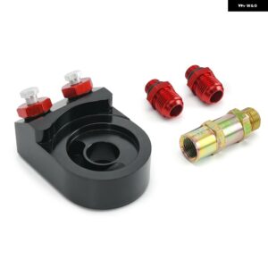 アルミ オイルクーラー キット オイル フィルター サンドイッチ アダプター ターボ T3 T4 エンジン プレート 10AN PQY6723 - black