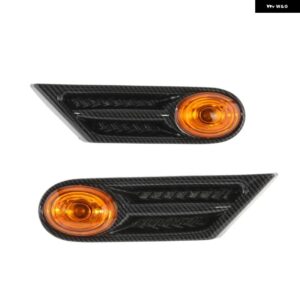 車側 インジケーター ライトフェンダーマーカーカーボンブラック BMW MINI R56 R57 R58 R59 2007-2013 シグナルライト #63137260202 63137260201 - Amber