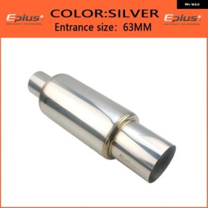 車用モト排気 システム マフラー テール パイプ ストレートタイプ マフラー 汎用 ステンレス 304 51MM 63MM シルバー ブルー - Silve 63mm