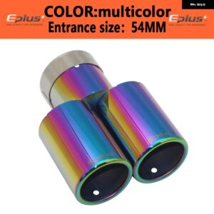 カー スタイリング マフラー排気テールスロート パイプ チップフラット 汎用 ストレート ステンレス マルチサイズデュアル アウトレット マフラー - multicolor 54MM