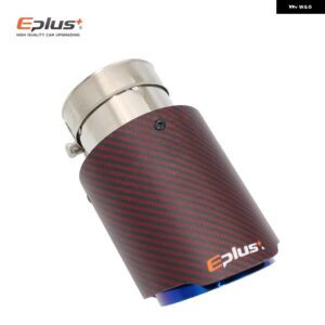 車用レッドマットカーボンマフラーチップ排気 システム パイプ マフラーノズル ステンレス 装飾 汎用 ストレートブルー - 51mm-76mm