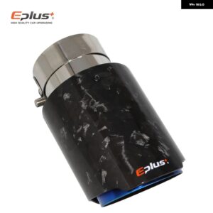 車用 光沢 散りばめ 模様 カーボン マフラーチップ 排気 システム パイプ マフラー ノズル 汎用 ストレート ステンレス ブルー - 51mm-76mm