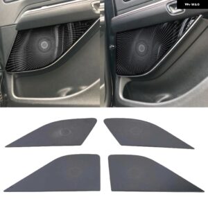 リンカーン アビエーター 2020 2021 カー スタイリング ステンレス カードア オーディオ スピーカー オートツイーター 装飾 カバー トリム 3D ステッカー - Black5