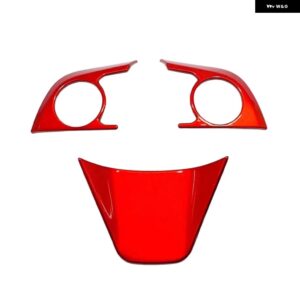 車 ステアリングホイール パネル ABSレッド/マット/木目/カーボンカバー トリム トヨタ ヴェンザ/ハリアー2021 2022 - red