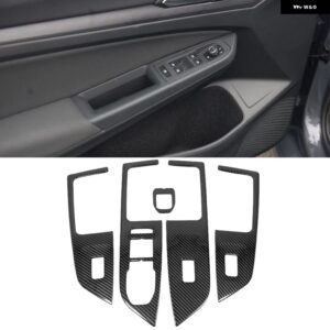 カーボン インテリア フォルクスワーゲン VW ゴルフ 8 MK8 2020 2021 LHD ウォーターカップカバー エアベント ウィンドウリフト スイッチ パネル トリム - Black Steel8
