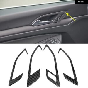 カーボン インテリア フォルクスワーゲン VW ゴルフ 8 MK8 2020 2021 LHD ウォーターカップカバー エアベント ウィンドウリフト スイッチ パネル トリム - Black Steel3