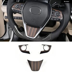 ステアリングホイール ボタン フレーム ギアヘッドノブカバー センターストリップ インテリア ステッカー ABSゴールデンウッド トヨタ カムリ2018 2019 2020 - Peach Color2