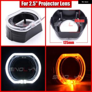 SINOLYN 2.5/3.0 LED エンジェルアイズ ウィンカー シュラウド スイッチバック ベゼル ヘッドライト レンズ HELLA 3R G5/KOITO Q5/WST プロジェクターレンズ - 2.5 Black B Cover
