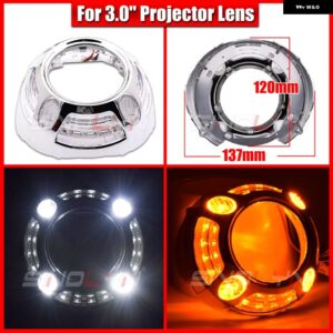 SINOLYN 2.5/3.0 LED エンジェルアイズ ウィンカー シュラウド スイッチバック ベゼル ヘッドライト レンズ HELLA 3R G5/KOITO Q5/WST プロジェクターレンズ - 3.0 Silver E Cover