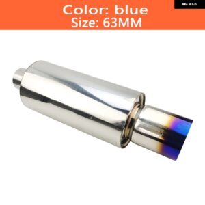 車用排気 システム テール パイプ マフラー 汎用 ステンレス マフラー 大型 インターフェース 63MM 76MM SES BOMBAS? - blue 63mm
