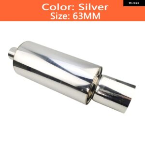 車用排気 システム テール パイプ マフラー 汎用 ステンレス マフラー 大型 インターフェース 63MM 76MM SES BOMBAS? - Silver 63mm