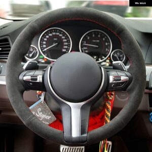 ブラック 本革 スエード車用 ステアリングホイール カバー BMW M スポーツ F30 F31 F34 X1 F07 X2 F10 F11 F25 F32 F33 F36 X3 F39 F48 - style 5