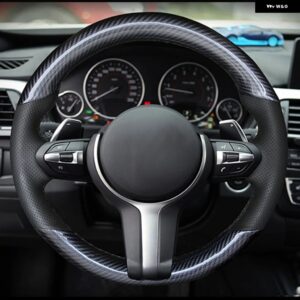 ブラック 本革 スエード車用 ステアリングホイール カバー BMW M スポーツ F30 F31 F34 X1 F07 X2 F10 F11 F25 F32 F33 F36 X3 F39 F48 - style 4