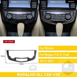日産 エクストレイル ローグ T32 2013-2021 アクセサリー カーボン インテリア カー エアコン キー パネル トリム ステッカー デコレーション - black