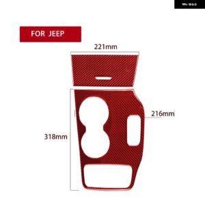 ジープ グランド チェロキー 2014-2018 アクセサリー カーカーボン インテリア オートマチックギア パネル トリム ステッカー デコレーション - Red RHD A