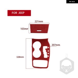 ジープ グランド チェロキー 2014-2018 アクセサリー カーカーボン インテリア オートマチックギア パネル トリム ステッカー デコレーション - Red RHD C