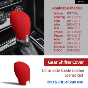 ウルトラスエード製 カー ギア シフト ノブ トリム カバー デコレーション フォルクスワーゲン ゴルフ パサート ポロ アルテオン トゥアレグ ジェッタ ティ - Scarlet Red