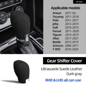ウルトラスエード製 カー ギア シフト ノブ トリム カバー デコレーション フォルクスワーゲン ゴルフ パサート ポロ アルテオン トゥアレグ ジェッタ ティ - Dark Gray