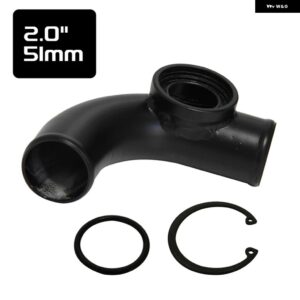 90度 2インチ/51MM フランジ アダプター 配管 HKS SQV BOV ブローオフ バルブ チューブ パイプ ブラック/シルバー - black