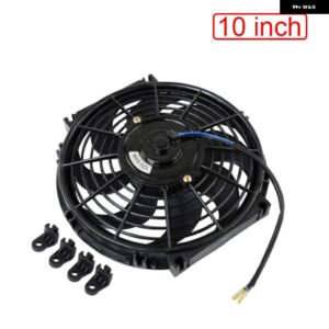 ブラック 10 12 14インチ 12V 80W 電動 汎用 自動冷却 ラジエーター ファン マウント キット スリムリバーシブルブレードファン付き - 10 inch