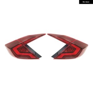 2個 LED テールライト ホンダ シビック テールライト 2016 - 20 シビック リアランプ DRL LED ダイナミックシグナルブレーキリバース - Red cover