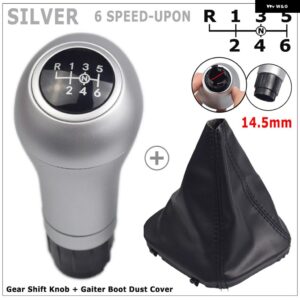 6速 ギア シフト ノブレザーカバー メルセデス ベンツ C クラス W203 W204 W209 シフター レバー アームヘッドボールカーアクセサリー - Silver-6-UP-14.5