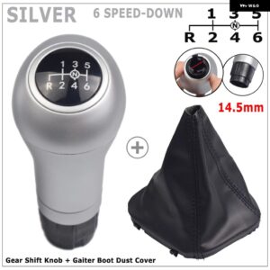 6速 ギア シフト ノブレザーカバー メルセデス ベンツ C クラス W203 W204 W209 シフター レバー アームヘッドボールカーアクセサリー - Silver-6-DO-14.5