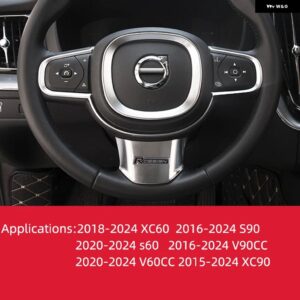 ボルボ S90XC60XC90V90V60S60 ステアリングホイール 装飾 フレーム グリッター内装 装飾 カスタム - Silvery