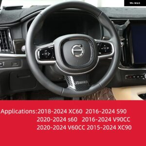 ボルボ S90XC60XC90V90V60S60 ステアリングホイール 装飾 フレーム グリッター内装 装飾 カスタム - Carbon fiber pattern