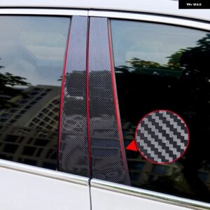 6PCS ブライトブラック /カーボン カードアピラー ポスト トリム カバー BCコラム ステッカー VW ゴルフ 6 MK6 2010-2012 - Carbon fiber black