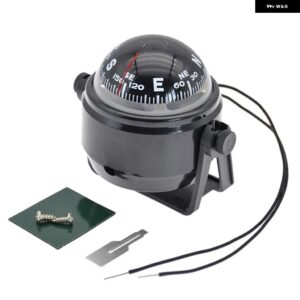 ボートコンパス 電子LEDライト付き 防水 航海コンパス 海上旋回式 海洋航海ポジショニング - black