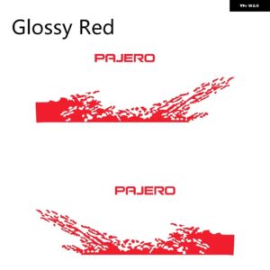 三菱 パジェロ 車ドアサイド PVC ステッカー 2枚セット 自動車用ビニールフィルム デカール DIY デコレーション スタイリング チューニングアクセサリー - Glossy Red