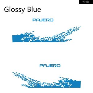 三菱 パジェロ 車ドアサイド PVC ステッカー 2枚セット 自動車用ビニールフィルム デカール DIY デコレーション スタイリング チューニングアクセサリー - Glossy Blue