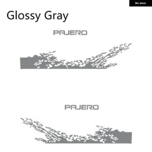 三菱 パジェロ 車ドアサイド PVC ステッカー 2枚セット 自動車用ビニールフィルム デカール DIY デコレーション スタイリング チューニングアクセサリー - Glossy Gray