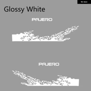 三菱 パジェロ 車ドアサイド PVC ステッカー 2枚セット 自動車用ビニールフィルム デカール DIY デコレーション スタイリング チューニングアクセサリー - Glossy White
