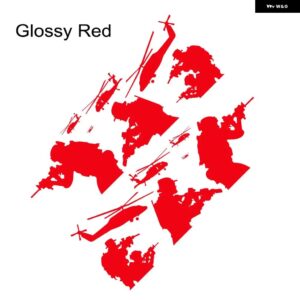 車ドアサイドビニール ステッカー ジープ ラングラー アンリミテッド ルビコン JK TJ JL YJ ヘリコプター ソルジャー スポーツ デカール 自動車アクセサリー - Glossy Red