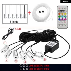 14IN1 LED アンビエントライト ネオン RGB APP コントロール フレキシブル 汎用 車内ライト 装飾 アンビエントライト USB リモート 12V - 6-1 App-remote USB