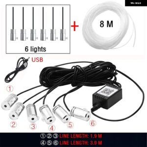 14IN1 LED アンビエントライト ネオン RGB APP コントロール フレキシブル 汎用 車内ライト 装飾 アンビエントライト USB リモート 12V - USB 6 In 1