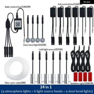 14IN1 LED アンビエントライト ネオン RGB APP コントロール フレキシブル 汎用 車内ライト 装飾 アンビエントライト USB リモート 12V - 14 In 1