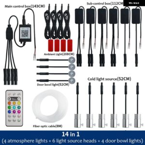 14IN1 LED アンビエントライト ネオン RGB APP コントロール フレキシブル 汎用 車内ライト 装飾 アンビエントライト USB リモート 12V - 14-1 App Remote