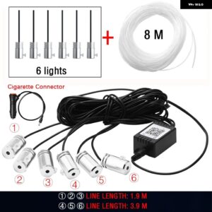 14IN1 LED アンビエントライト ネオン RGB APP コントロール フレキシブル 汎用 車内ライト 装飾 アンビエントライト USB リモート 12V - Cigarette 6 In 1