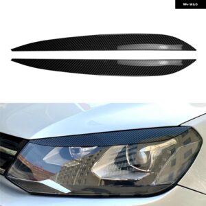 車用 フロント ヘッドライト カバー アイブロウ トリム ステッカー ヘッドランプ アクセサリー VOLKSEAGEN VW TOUAREG 2010 - 13-2018 - Carbon Fiber Look